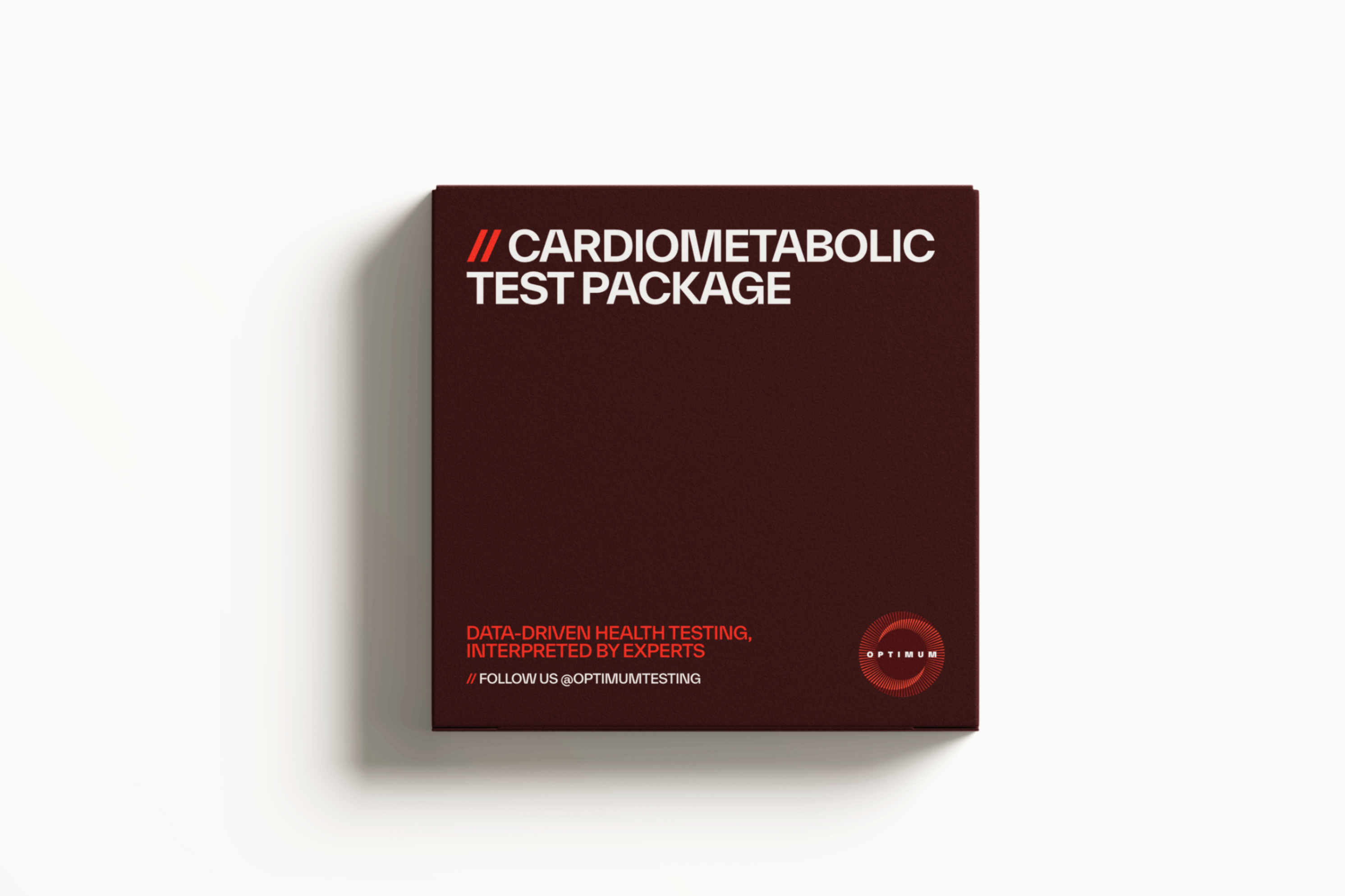 Cardiometabolic test package box on a white background