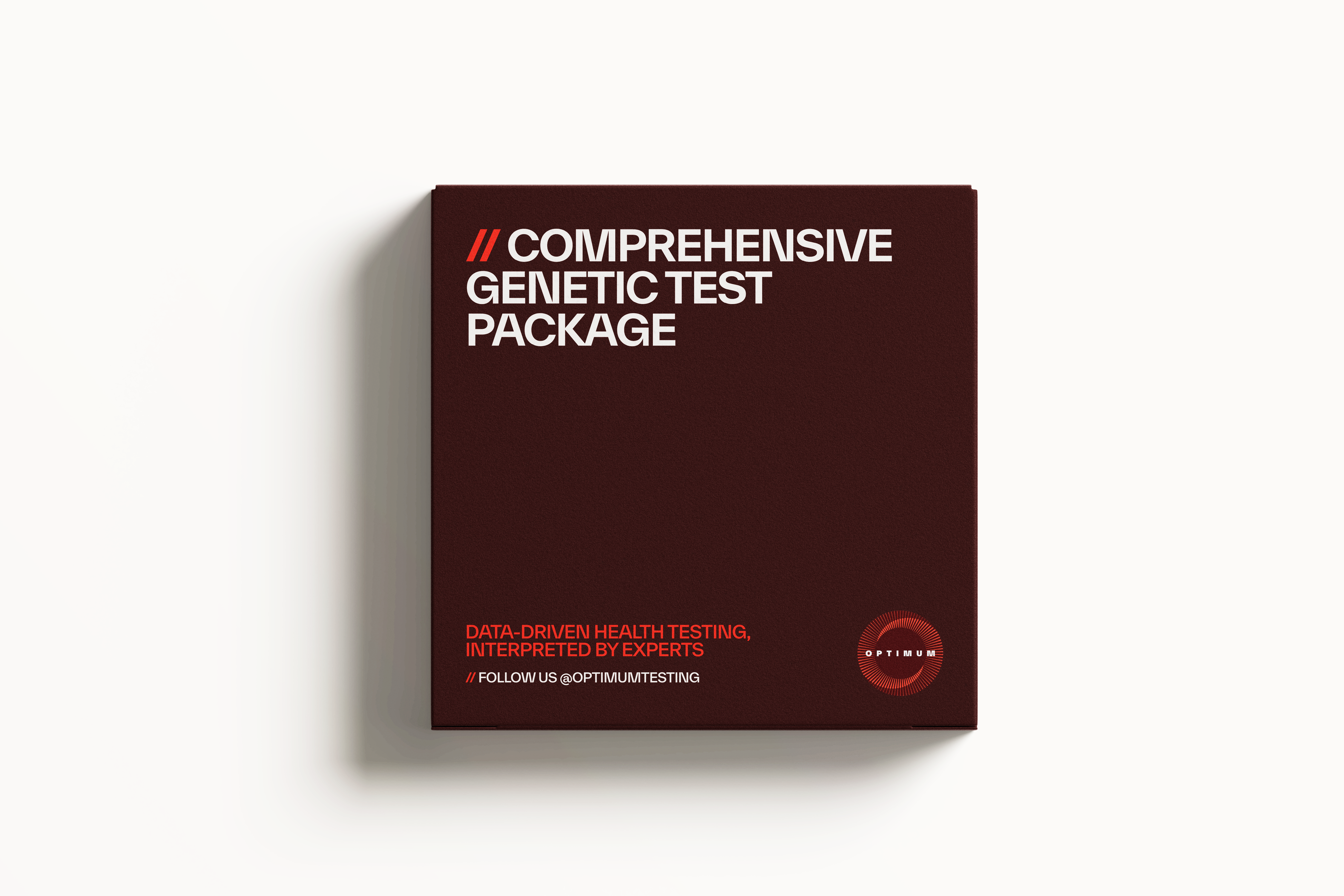 Comprehensive genetic test package box on a white background